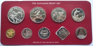 Bahamas 1984 Historical Map Box Proof Set of 9 Coins,Rare! - Picture 1 of 3