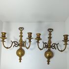 Wall Sconce Candelabra Colonial Pair of 2, Antique Ornate Solid  Brass