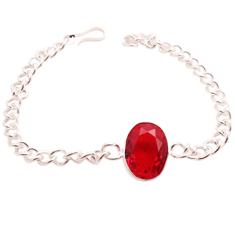 Granat Edelstein 925 Versilbert Armband Handmade Schmuck Geschenk 7 G BR-404 - Bild 1 von 3