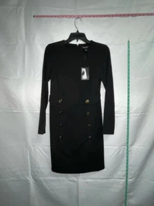 DKNY Black Button Front Long Sleeve Dress Size 2 - Picture 1 of 2