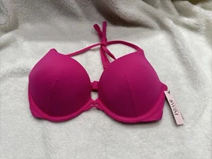 Victoria Secret 34C Bombshell Push Up Bikini Top Adds 2 Cups Miraculous Pink - Picture 1 of 6