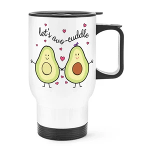 Let's Avocuddle Avocado Travel Mug Cup With Handle - Funny Valentines Day - Picture 1 of 1
