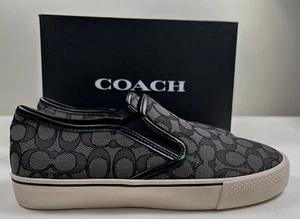 NEU Coach Größe 11,5 Herrenschuhe Sneaker schwarz Sig C Jacquard Slipper Skate $ 228 - Bild 1 von 8