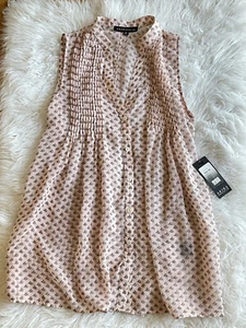 Akira Size Small Pink Gray Sleeveless Sheer Blouse Sailboats Novelty NWT O12 - Picture 1 of 10