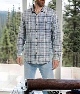 Tommy Bahama Jeans Mens Blue Plaid Cotton Modern Fit Long Sleeve Button Up 3XLT - Picture 1 of 16
