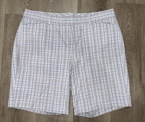 Dockers Petites Ideal Fit Plaid Print Bermuda Shorts 16P Women’s White Blue Pink - Picture 1 of 4