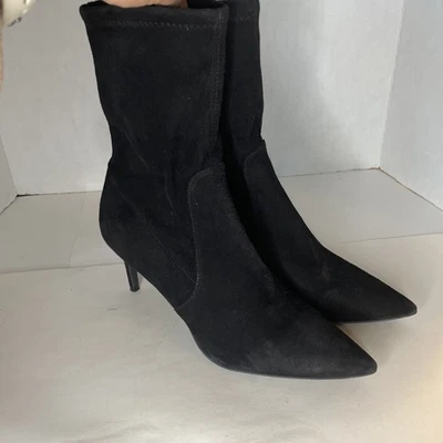 Stuart Weitzman CLING Black Suede Ankle Boots Booties Shoes Pull On, 8.5 sz  - Image 1 of 4