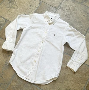 CLASSIC! Polo Ralph Lauren White Easter Button Up Dress Shirt Boys 7 Flesh Pony - Picture 1 of 5