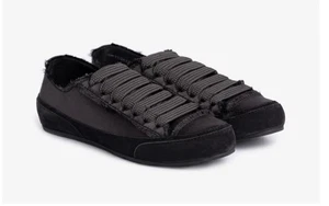 Pedro Garcia “PARSON” Phat Laced Black Satin Tonal Sneakers  Size 36 / US 6 NWOB - Picture 1 of 15