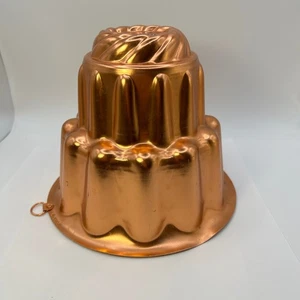 Vintage Mirro Aluminum Copper Tone 6 Cup Gelatin Mold Dome Cake Pan Can Hang - Picture 1 of 13