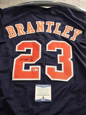 Michael Brantley Autographed/Signed Jersey Beckett COA Blue Custom Jersey  - Image 1 of 4