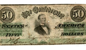 $50 "CONFEDERATE" (GREEN OVERPRINT) 1800'S $50 "CONFEDERATE" (GREEN PRINT) RARE! - Picture 1 of 3