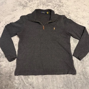 Polo Ralph Lauren Herren Quarter Zip Pullover Sweater Heather Grau Freizeit Gr. M - Bild 1 von 6
