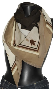 Shawl Scarf Green And Brown 115 x 115 Birel Good Condition - Picture 1 of 2