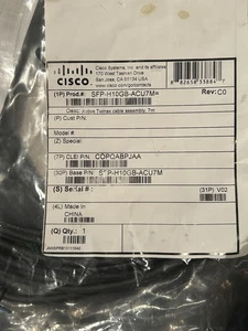 Cisco SFP-H10GB-ACU7M, 10G Câble Twinax Actif à Fixation Directe 7 Mètres NEUF - Photo 1/4