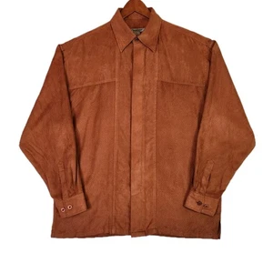 Vintage Twist Platinum Sueded Textured Shirt Large Orange Button Up Casual Retro - Picture 1 of 12