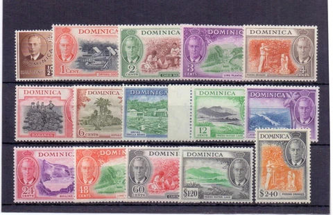 DOMINICA 1950 GVI DEF. SET ( 15 ) SG120-34 MH CAT £50 Cover
