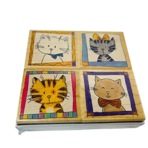 Hero Arts Cat Portraits Rubber Stamp Set Of Four NEW 2005 Kitten Kitty - Picture 1 of 3
