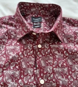 Men's Selected - Work-Casual-School Shirt - Maroon, White & Grey Paisley - 16.5' - Picture 1 of 12