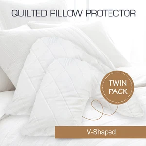 2 x Aus Made Quilted V-Shape/Tri/Boomerang Pillow Protectors Case Cotton Cover - Picture 1 of 2