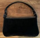 Vintage 90s Ferragamo Baguette Shoulder Bag Black Suede & Patent Authentic