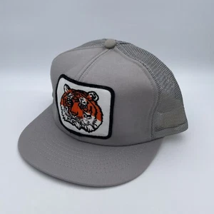 Vintage Exxon Tiger Snapback Hat Patch Rare Trucker USA Dead Stock - New - Gray - Picture 1 of 5