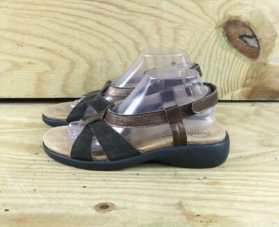 Sandalias Haflinger para mujer 10 Ante negro metálico 41 Cuña con correa trasera abierta Foto 1 de 4