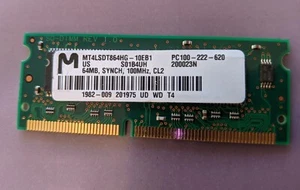 64MB PC-100 MICRON MT4LSDT864HG-10EB1 Laptop Memory Ram Stick PC100 SDR 3.3V CL2 - Picture 1 of 2