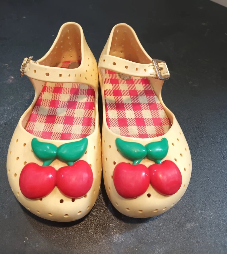 Mini Zapatos Melissa Cereza Talla 9 Niñas Pequeñas Auténticos Amarillo Rojo Foto 1 de 1