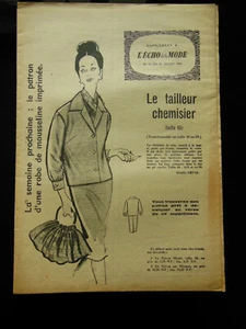 Patron ancien écho de la mode 1960 tailleur chemisier Taille 48 - Picture 1 of 4
