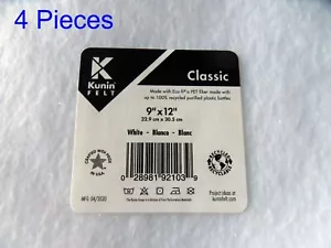 New 4 Pack White Kunin Classic Felt Squares ~ 9"x12" (22.9x30.5cm) Free US Ship - Picture 1 of 2