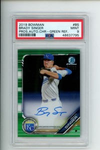 2019 Bowman Chrome BRADY SINGER #BS Prospect Auto Green Refractor /99 PSA 9 MINT