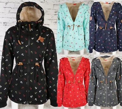 Damen Sweat Parka Mantel Jacke Kapuze Hoodie Teddyfell gefüttert Anker M-7XL - Bild 1 von 4