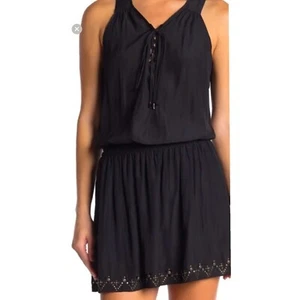 Ramy Brook Paige Nieten Minikleid Kordelzug Größe L schwarz - Bild 1 von 7