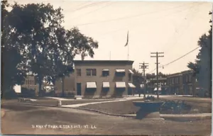 Vtg RPPC Real Photo VT Postcard Bank Park Essex Junction Street View Unposted - Picture 1 of 2
