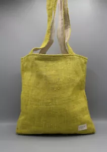 Borsa tote in canapa gialla sostenibile fatta a mano - Foto 1 di 4