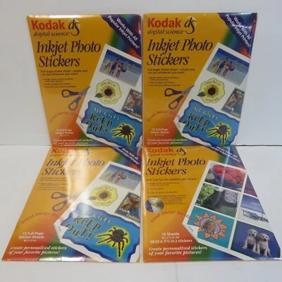 Kodak Inkjet Photo Stickers 60 PAGES 360 3X3 3/4 STICKERS  Bulk Lot 4 NEW PACKS - Image 1 of 2