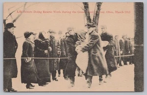 1913 Dayton, Ohio Great Flood Postcard Rescue Workers in the Snow - Picture 1 of 2