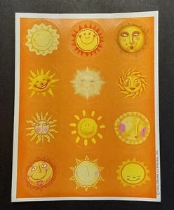 Vintage Hallmark Cheerful Assorted Suns Happy Face Sun Sticker Sheet ***CUTE*** - Picture 1 of 1