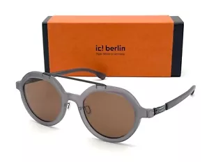 IC BERLIN EDISON EcoGray Matte Gunmetal / MahoGany Brown 47mm Sunglasses - Picture 1 of 4