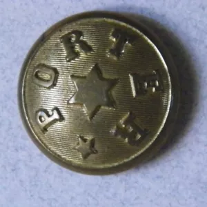 Bb * PORTER * Stock Design EISENBAHN UNIFORM KNOPF mittel vergoldet 1910 Stempel - Bild 1 von 2
