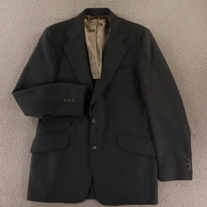 Vintage Serge Twill Jacke S 38 L grau Polyester Ticket Tasche Blazer 1/4 gefüttert - Bild 1 von 16