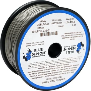 Blue Demon 308LFC-O X .030 X 1# Spool stainless steel flux cored 0.03, Silver - Picture 1 of 5