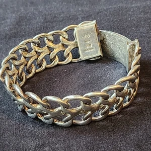 Schweres Vintage massives Sterlingsilber einzigartiges wechselndes Gliederarmband 64 gm 20 mm - Bild 1 von 9