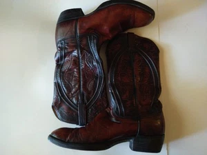 Vintage Lucchese Boots Men's 11 D Cherry Red Casual Cowboy Western Boot USA  - Picture 1 of 21