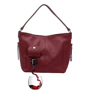 NUOVO PortoVino 100% pelle italiana borsa vino cremisi contiene 1,5 L regalo di Natale - Foto 1 di 5