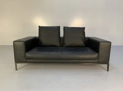 B&B Italia "Simplex " 2.5-Seat Sofa - In Charcoal "Gamma" Leather - Image 1 of 4