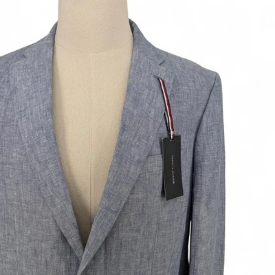 Abrigo Blazer Chaqueta Tommy Hilfiger Para Hombre Ajuste Moderno 100% Lino Deportivo Azul 38 S Foto 1 de 4