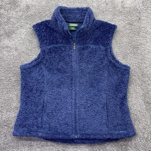 LL Bean Vest Womens XL Polartec Thermal Pro Blue Deep Pile Fuzzy Fleece Zip BVA2 - Picture 1 of 10