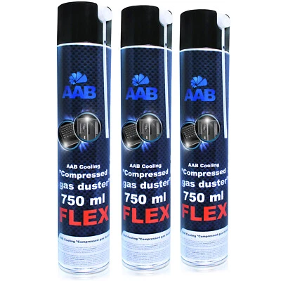 3x AABCOOLING Compressed Gas Duster FLEX 750ml DRUCKGASREINIGER DRUCKLUFT SPRAY